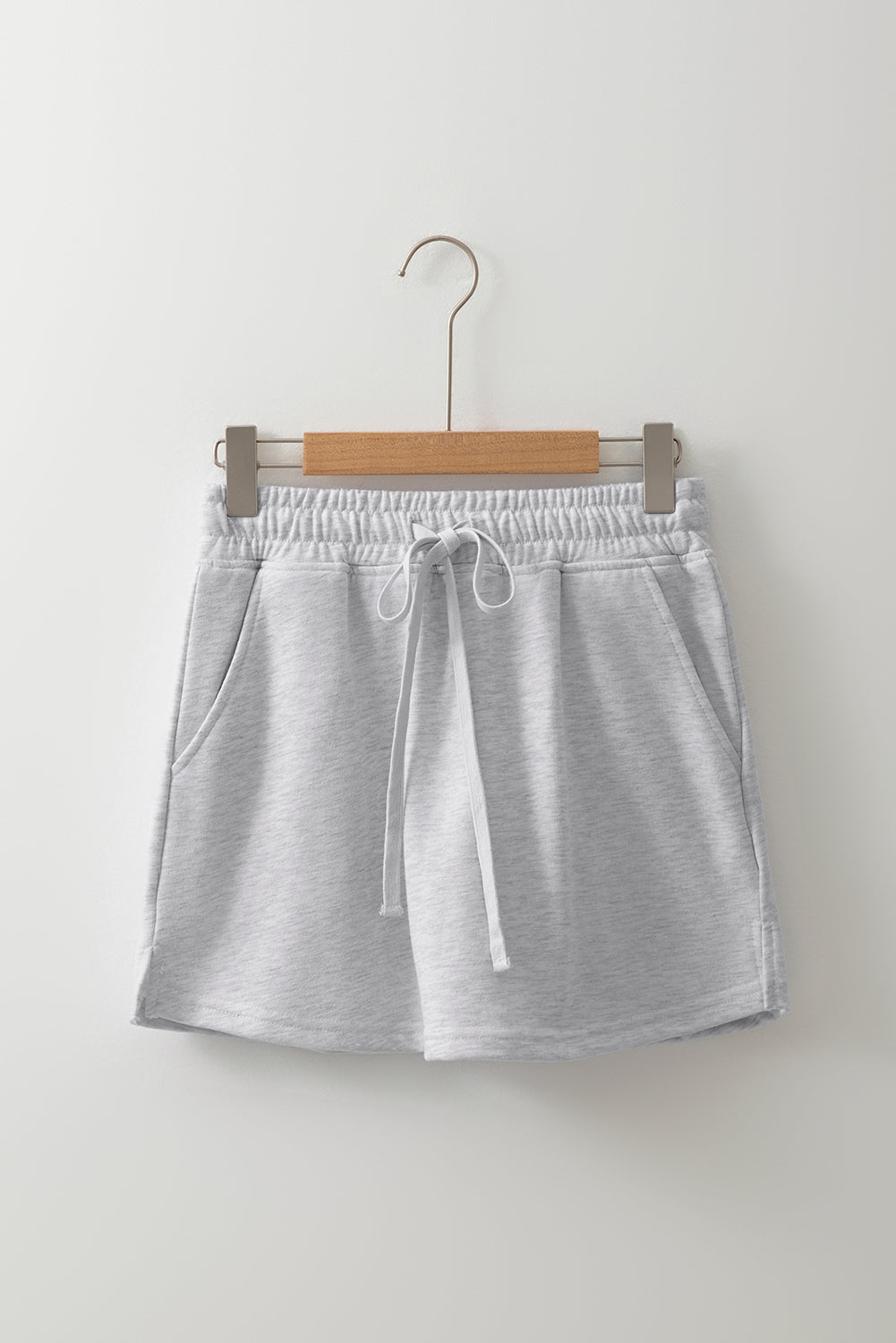 Light Grey French Terry Drawstring Mini Skort with Pockets Skirts & Petticoat JT's Designer Fashion
