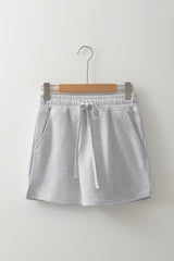 Light Grey French Terry Drawstring Mini Skort with Pockets Skirts & Petticoat JT's Designer Fashion