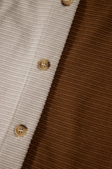 Brown Color Block Chest Pockets Buttoned Corduroy Shacket Jackets JT's Designer Fashion