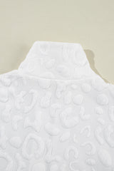 White Leopard Jacquard Quarter Zip Tee and Shorts Set Short Sets JT's Designer Fashion