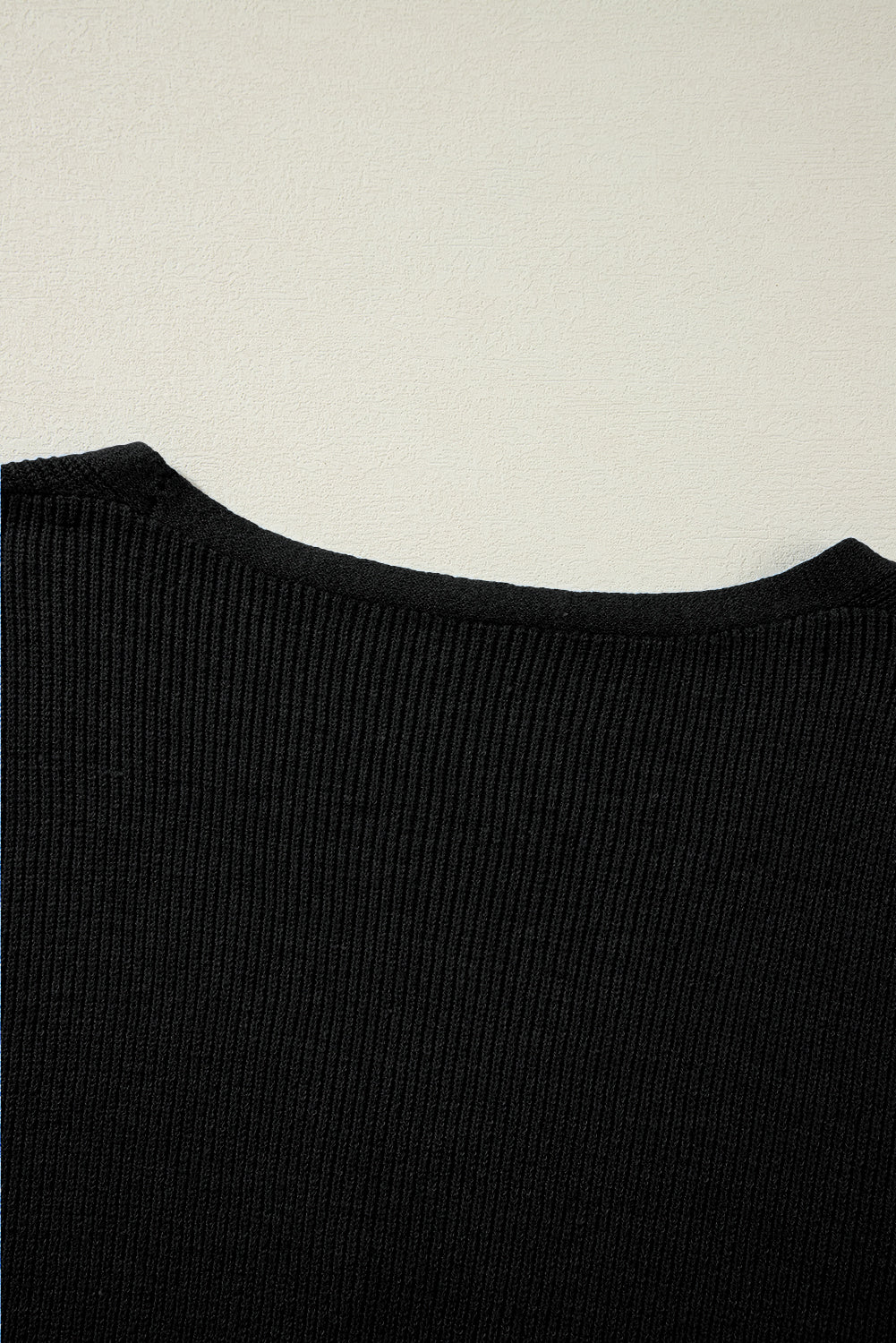 Black Lightweight Ribbed Knit Button Front V Neck Cardigan Cardigans JT's Designer Fashion