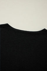 Black Lightweight Ribbed Knit Button Front V Neck Cardigan Cardigans JT's Designer Fashion