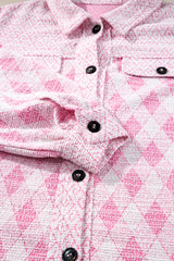 Delicacy Geometric Print Textured Flap Detail Shacket with Pocket Jackets JT's Designer Fashion