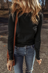 Black Solid Color Slim Fit Lightweight Crew Neck Sweater Sweaters JT's Designer Fashion