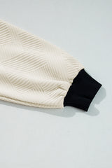 Jet Stream Color Block Edge Raglan Sleeve Crew Neck Textured Top Long Sleeve Tops JT's Designer Fashion