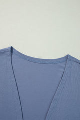 Ashleigh Blue Solid Color Rib Knit Open Front Tunic Cardigan Cardigans JT's Designer Fashion
