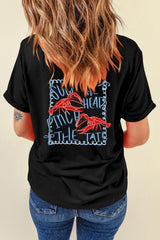 Black Girlie Bow Crawfish Printed T Shirt Graphic Tees JT's Designer Fashion