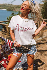 White America EST.1776 Embroidered Graphic Tee Graphic Tees JT's Designer Fashion