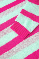 Green Stripe Round Neck Casual Sweater Sweaters JT's Designer Fashion