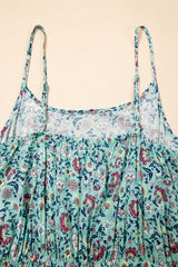 Green Bohemian Floral Ruffle Bottom Spaghetti Strap Jumpsuit Jumpsuits & Rompers JT's Designer Fashion