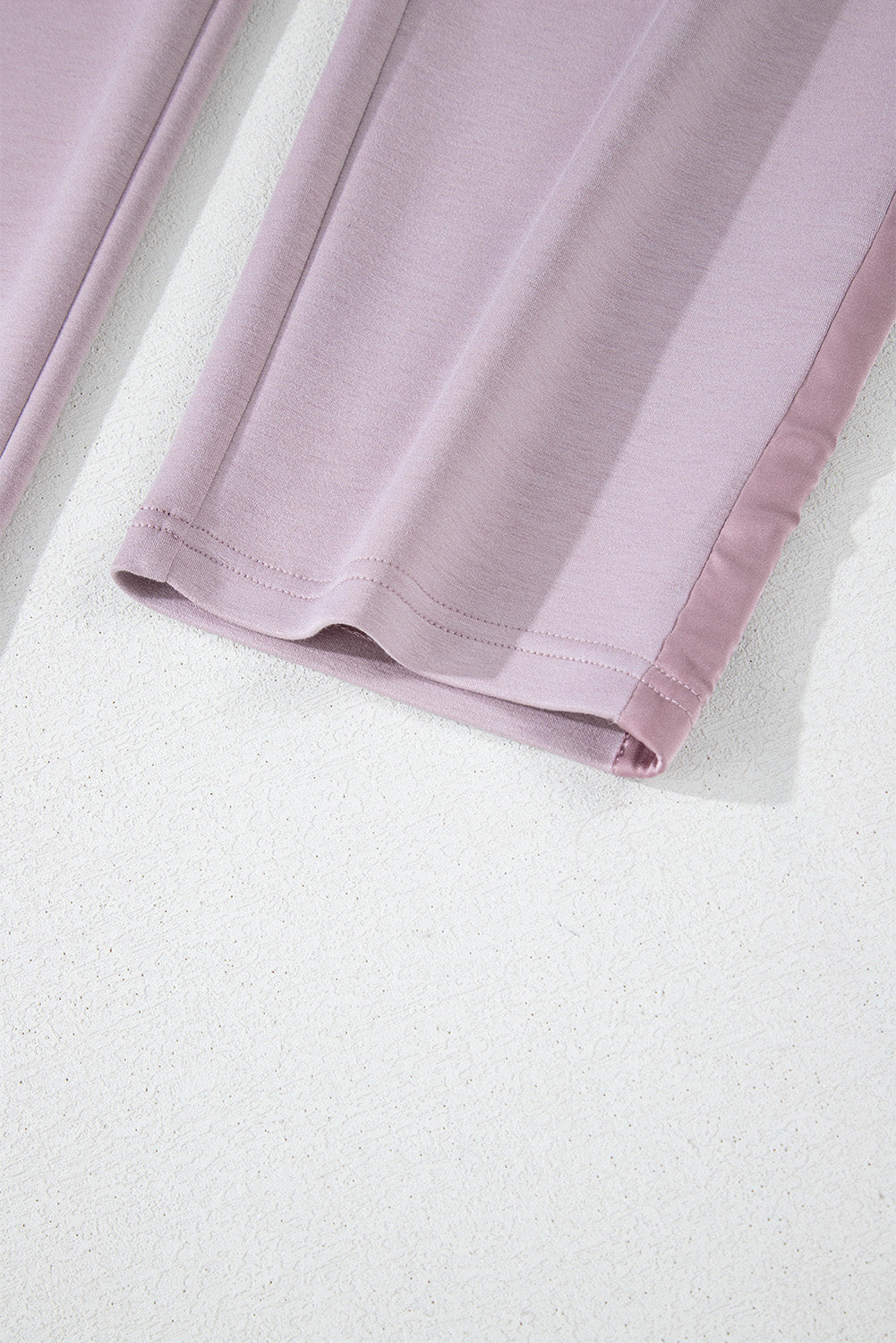 Orchid Petal Drawstring Waist Satin Stripe Patch Straight Leg High Waist Pants Pants & Culotte JT's Designer Fashion