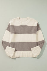 Simply Taupe Colorblock Loose Pullover Sweater Sweaters JT's Designer Fashion