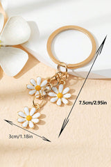 White Cute Daisy Shape Ornament Key Ring Other Accessories JT's Designer Fashion