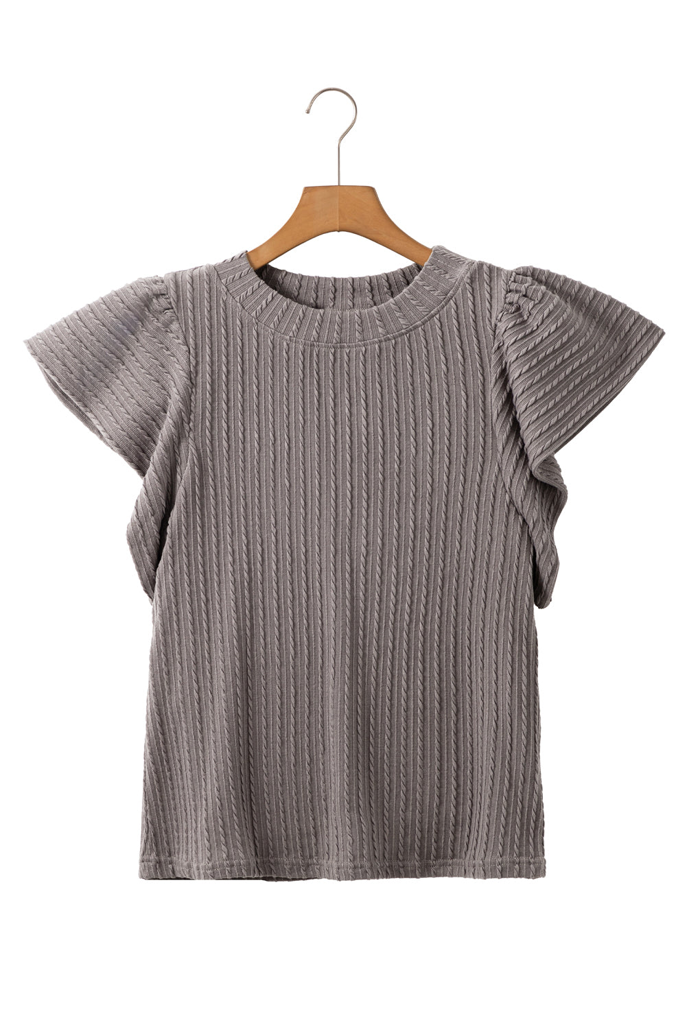 Sleet Solid Color Textured Flutter Sleeve Top Blouses & Shirts JT's Designer Fashion