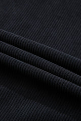 Black Hooded Drawstring Pockets Corduroy Shacket Jackets JT's Designer Fashion