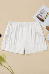 White Bow Decor Pockets Plus Size Shorts Plus Size Bottoms JT's Designer Fashion