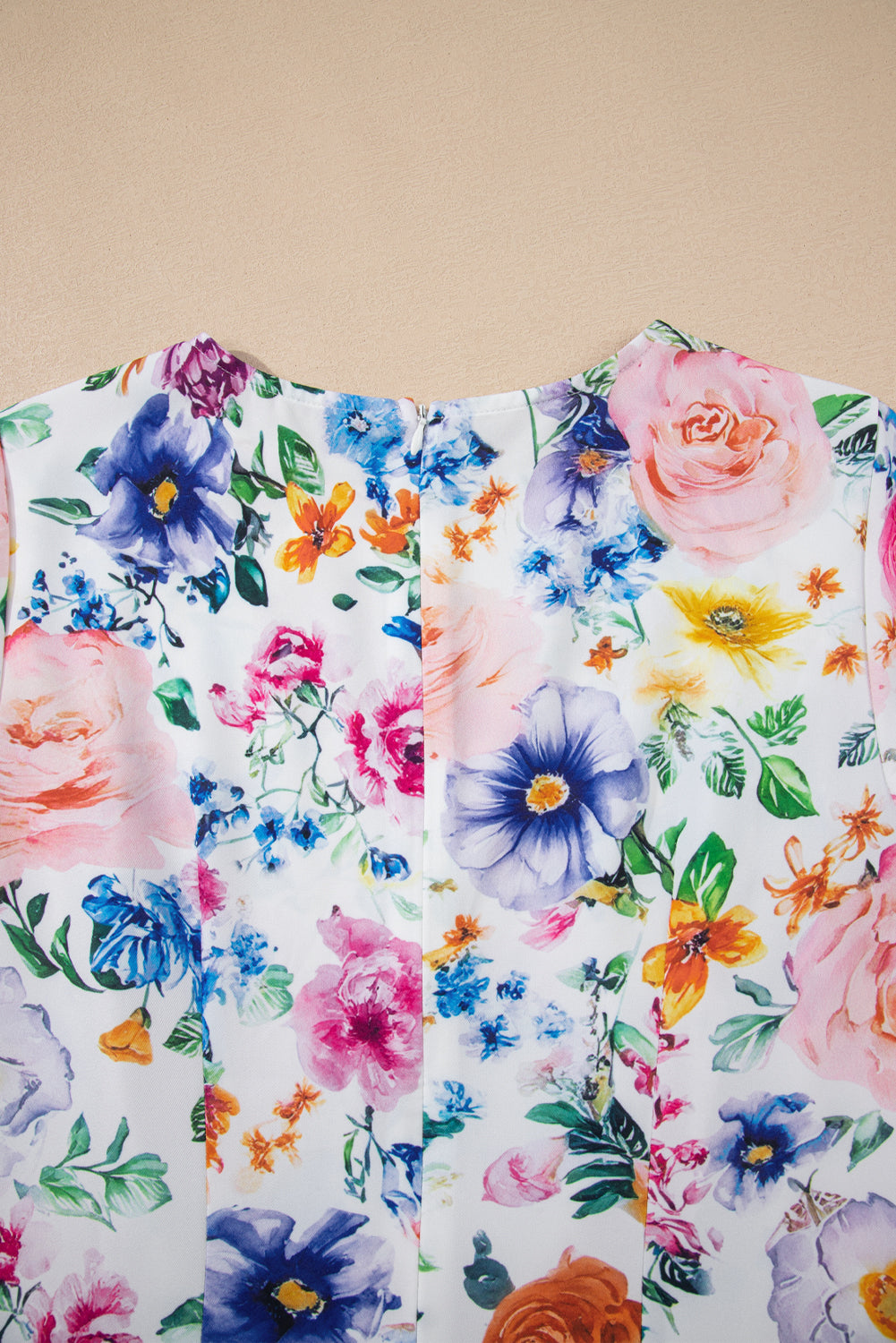 Sky Blue Vibrant Floral Print Cap Sleeve Mini Dress Floral Dresses JT's Designer Fashion