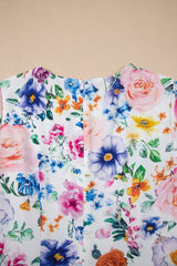Sky Blue Vibrant Floral Print Cap Sleeve Mini Dress Floral Dresses JT's Designer Fashion