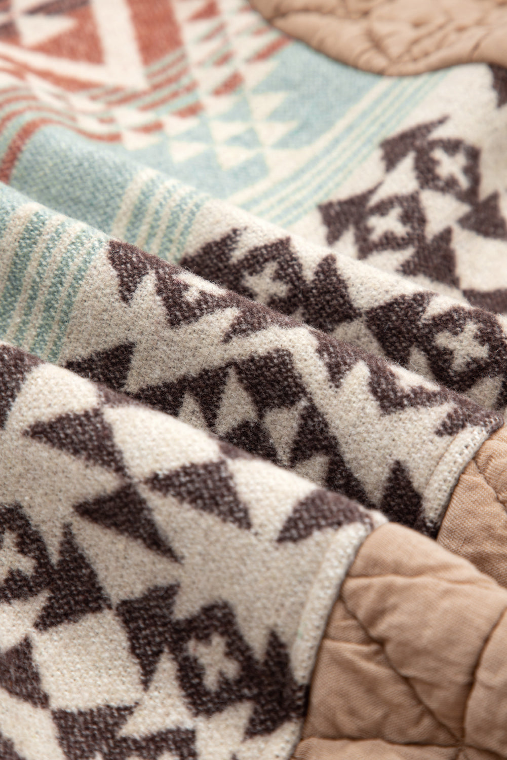Light French Beige Aztec Quilted Patchwork Western Fashion Jacket Jackets JT's Designer Fashion