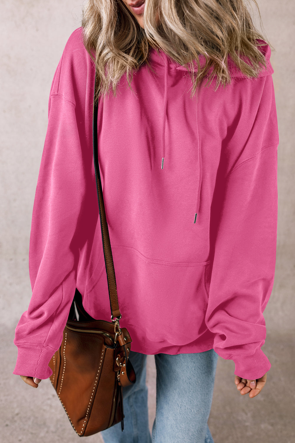 Bonbon Fleece Lined Kangaroo Pocket Drawstring Chunky Hoodie Sweatshirts & Hoodies JT's Designer Fashion