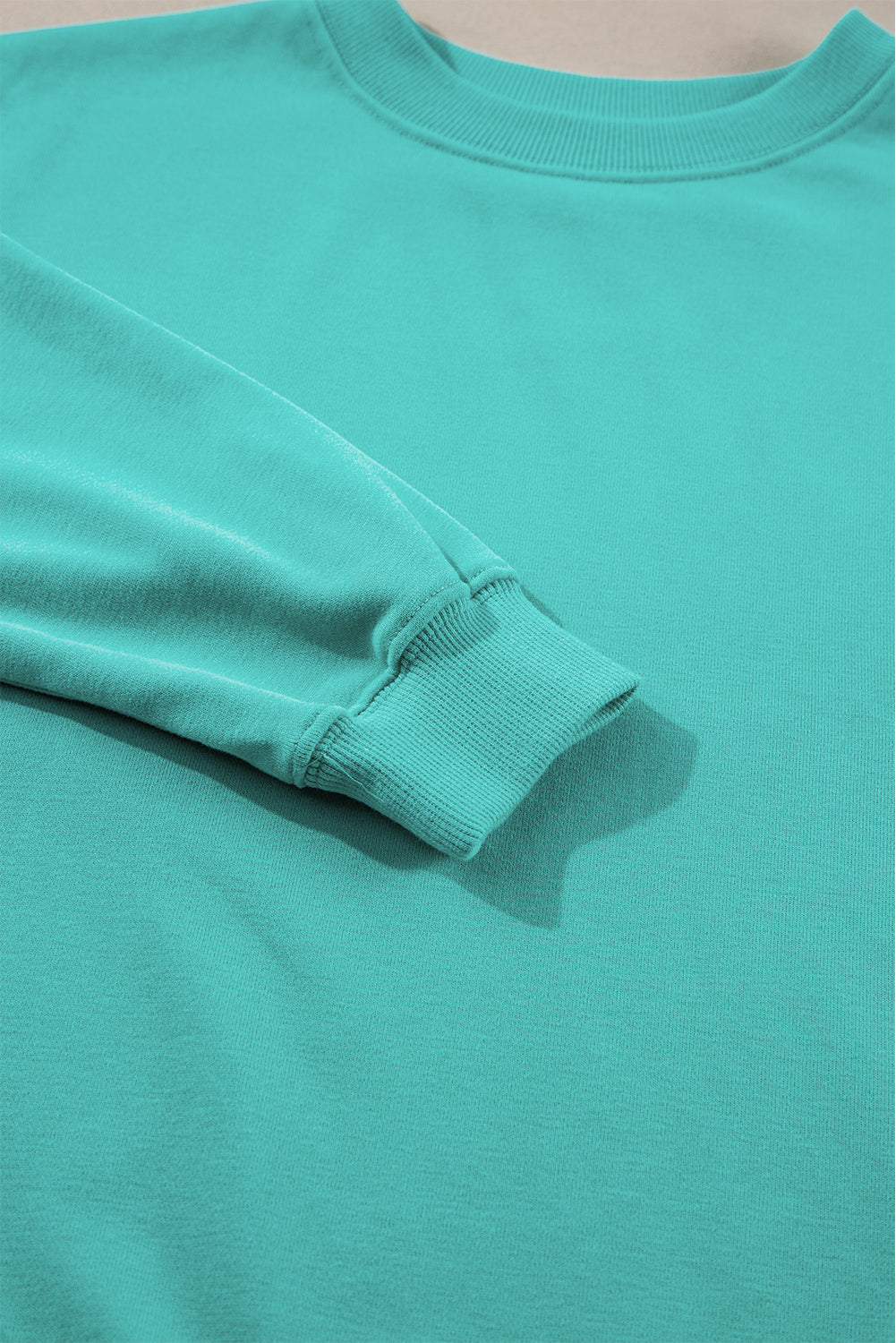 Aruba Blue Plain Drop Shoulder Crewneck Pullover Sweatshirt Sweatshirts & Hoodies JT's Designer Fashion