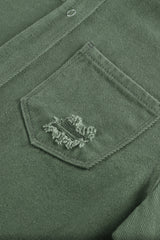 Green Ripped Denim Jacket Denim Jackets JT's Designer Fashion