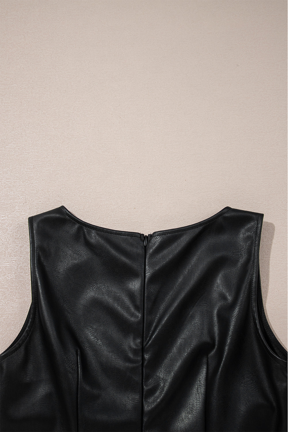 Black Vegan Leather Sleeveless Mini Dress Mini Dresses JT's Designer Fashion