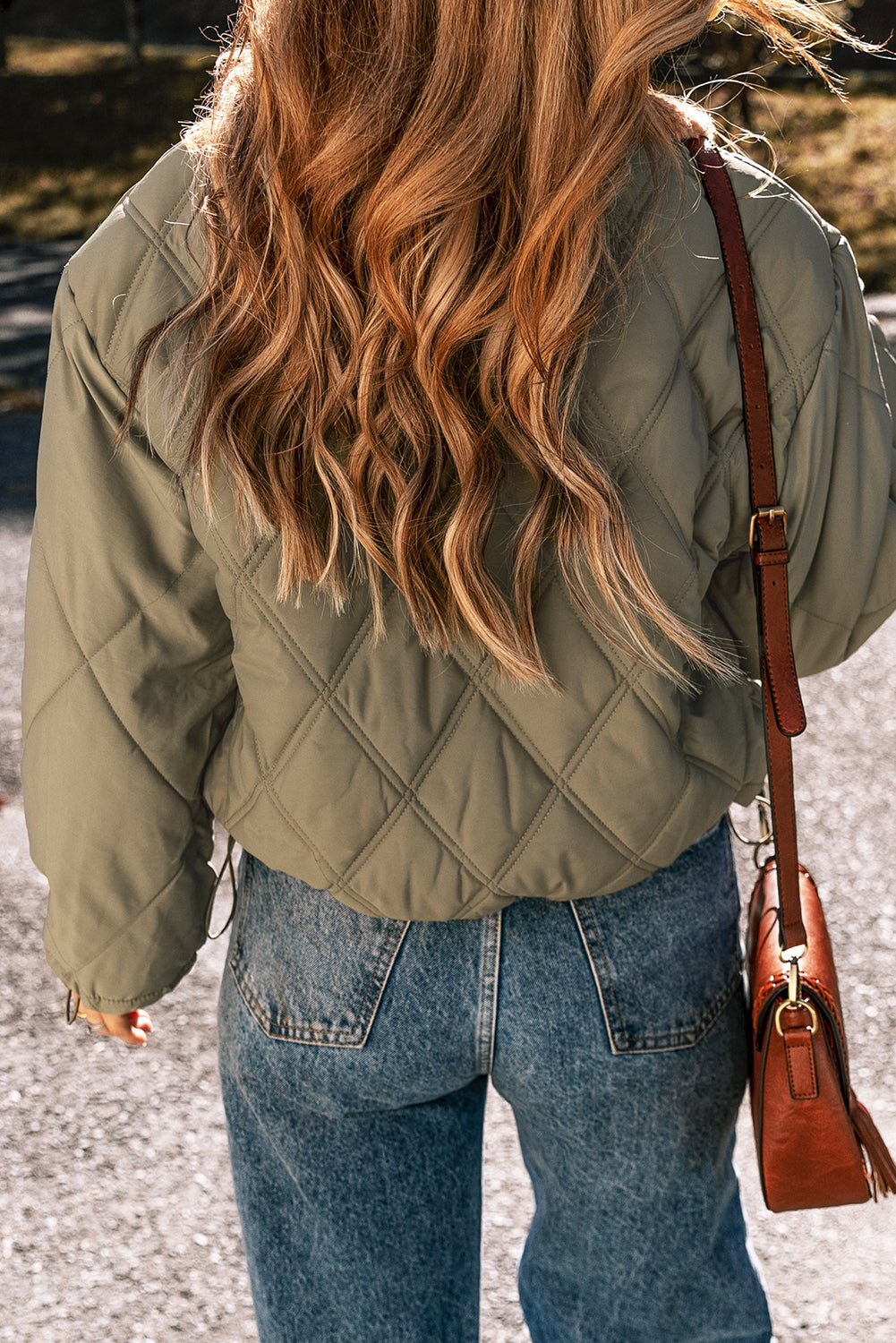 Jungle Green Teddy Collar Flap Pockets Quilted Puffer Jacket Jackets JT's Designer Fashion