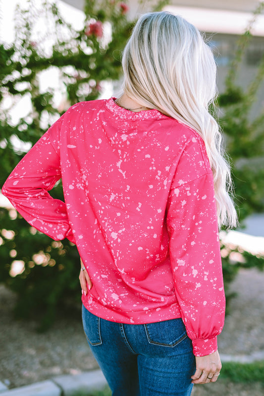 Rose Tie Dye Long Sleeve Pullover Sweatshirt Sweatshirts & Hoodies JT's Designer Fashion