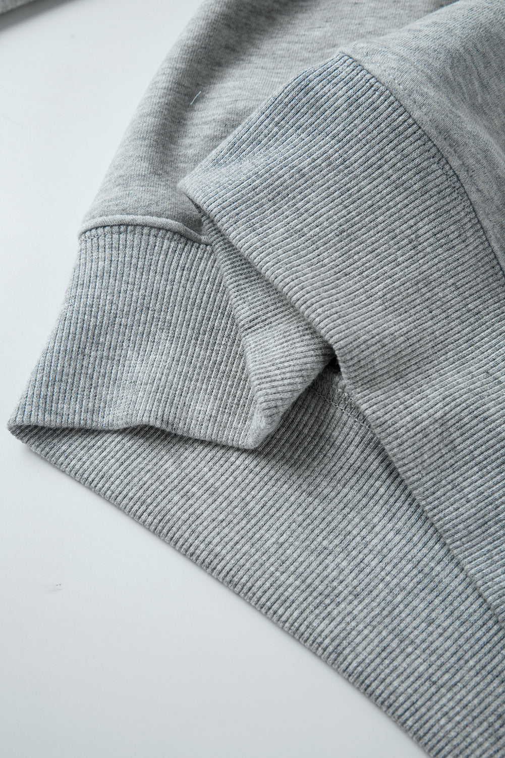 Light Grey Solid Loose Crew Neck Fleece Sweatshirt Sweatshirts & Hoodies JT's Designer Fashion
