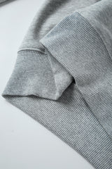 Light Grey Solid Loose Crew Neck Fleece Sweatshirt Sweatshirts & Hoodies JT's Designer Fashion