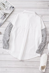 White Contrast Leopard Denim Jacket Denim Jackets JT's Designer Fashion