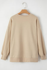 Apricot Solid Fleece Lined Drop Shoulder High Low Sweatshirt Sweatshirts & Hoodies JT's Designer Fashion