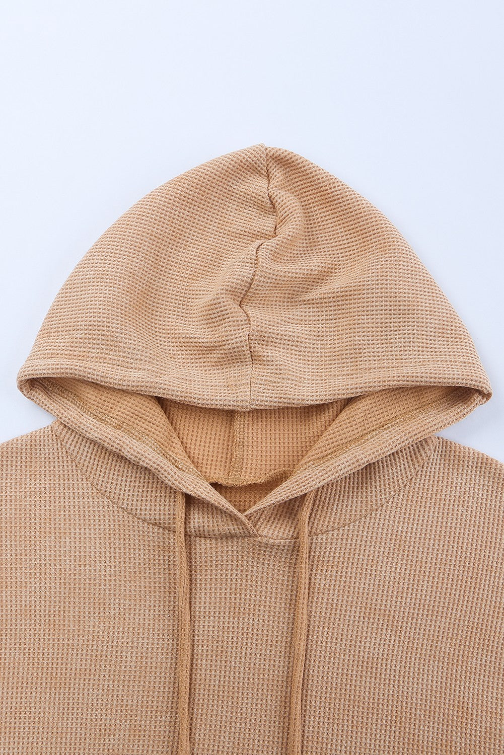 Waffle Knit Kangaroo Pocket Hooded Sweatshirt Sweatshirts & Hoodies JT's Designer Fashion