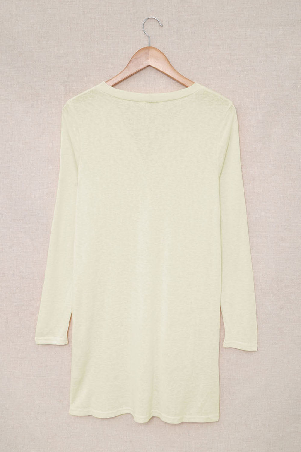 Beige Solid Color Open-Front Buttons Cardigan Sweaters & Cardigans JT's Designer Fashion
