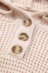 Apricot Waffle Knit Buttons Hooded Sweater with Pocket Sweaters & Cardigans JT's Designer Fashion