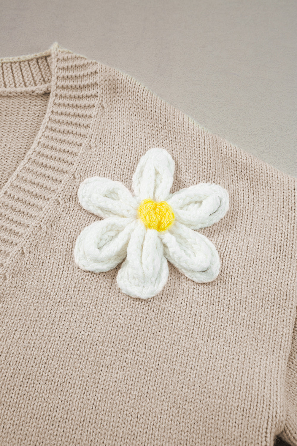 Parchment Elegant Flower Decor Button Front Cardigan Cardigans JT's Designer Fashion