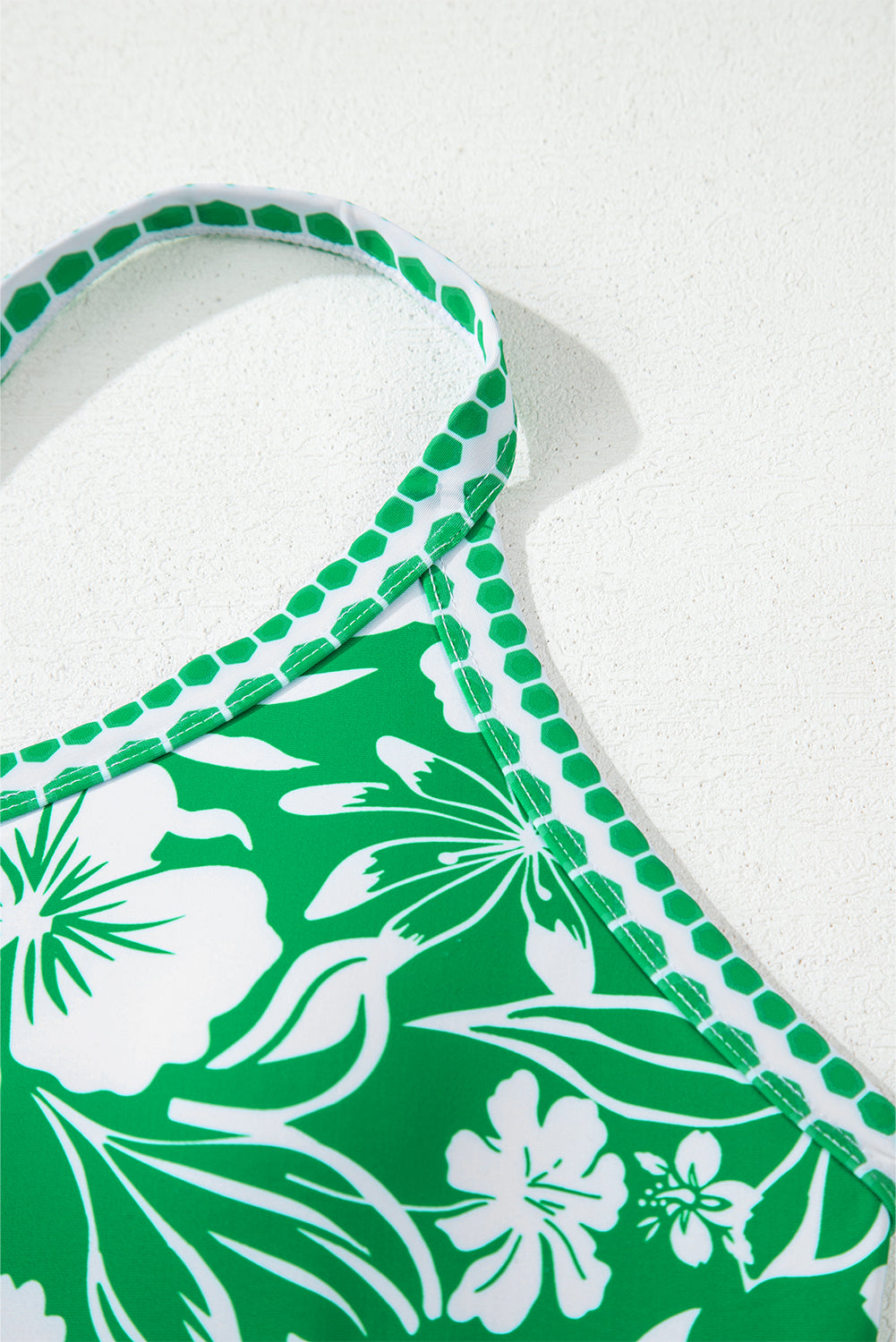 Green Floral Print One Shoulder High Waist Bikini Set Bikinis JT's Designer Fashion