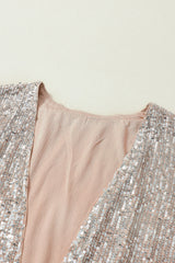 Apricot Sequin 3/4 Sleeve Open Front Duster Kimono Kimonos JT's Designer Fashion