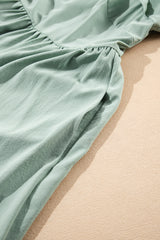 Grass Green Ruffle Trim Short Sleeve Plus Size Flared Mini Dress Plus Size Mini Dresses JT's Designer Fashion