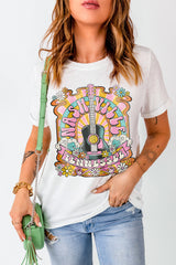 White NASHIVILLE Guitar Graphic Country Music T Shirt Graphic Tees JT's Designer Fashion