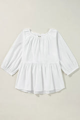 Bow Round Neck Three-Quarter Sleeve Blouse Blouses & Shirts JT's Designer Fashion