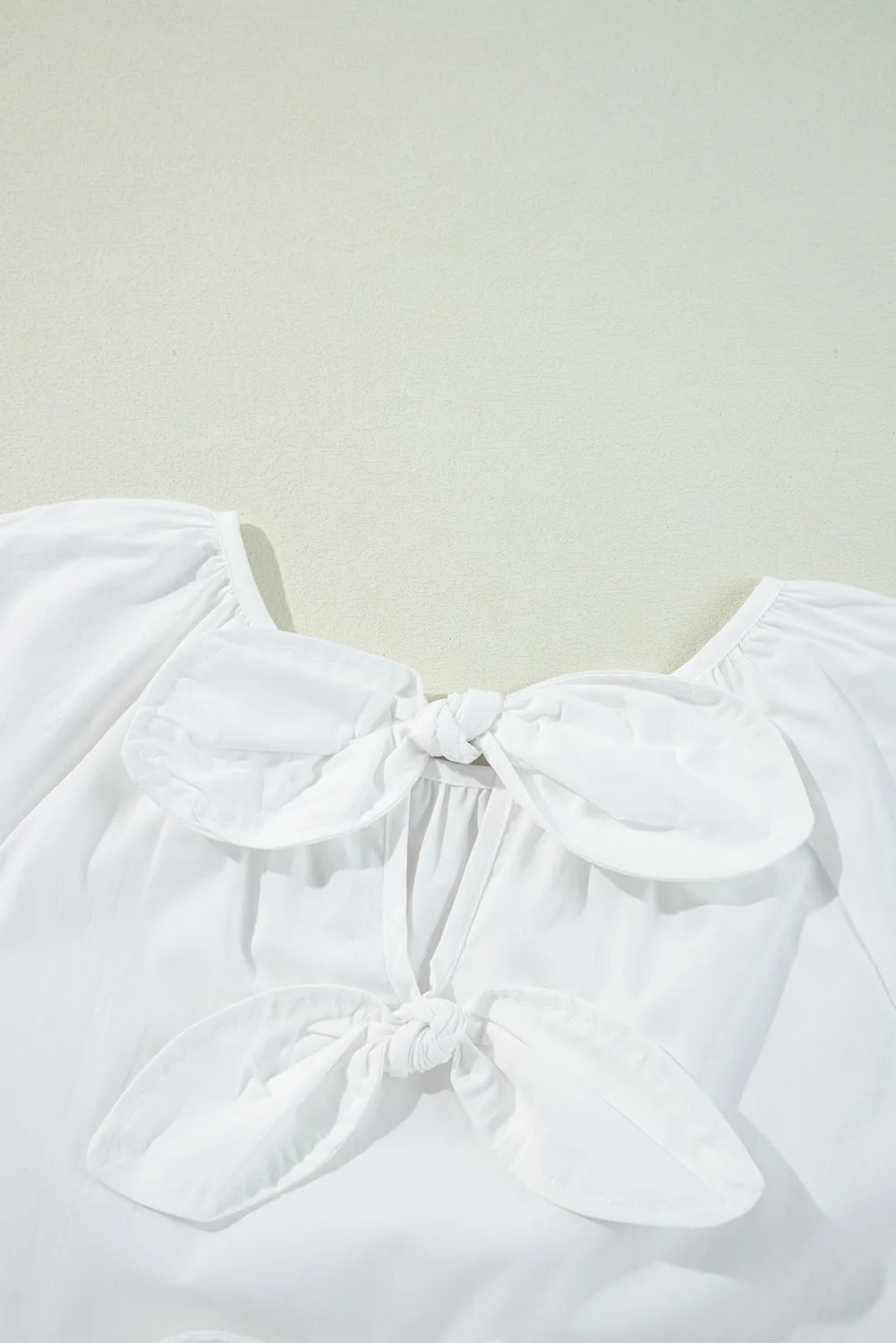Bow Round Neck Three-Quarter Sleeve Blouse Blouses & Shirts JT's Designer Fashion