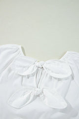 Bow Round Neck Three-Quarter Sleeve Blouse Blouses & Shirts JT's Designer Fashion