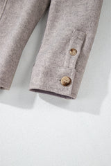 Light Grey Turn Down Collar Flap Pockets Buttoned Shacket Jackets JT's Designer Fashion