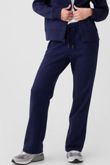 Navy Blue Solid Color Fleece Lined Drawstring Waist Casual Pants Pants & Culotte JT's Designer Fashion