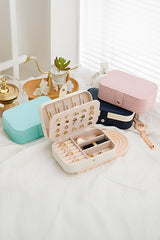 White Multi Layers Lint Lined Buttoned Closure Portable Jewelry Organizer Other Accessories JT's Designer Fashion