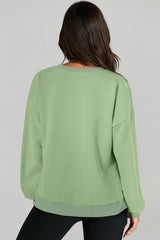 Smoke Green Solid O Neck High Low Hem Pullover Sweatshirt Sweatshirts & Hoodies JT's Designer Fashion