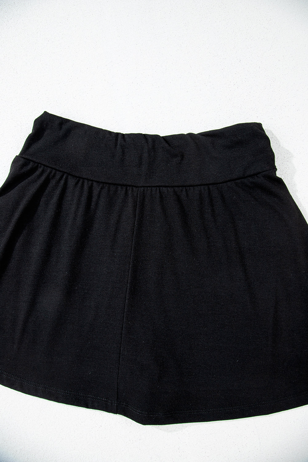 Black Wide Waistband Ruched Skort Casual Shorts JT's Designer Fashion