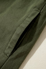 Moss Green Snap Button Zipper Tight Waist Collared Jacket Jackets JT's Designer Fashion
